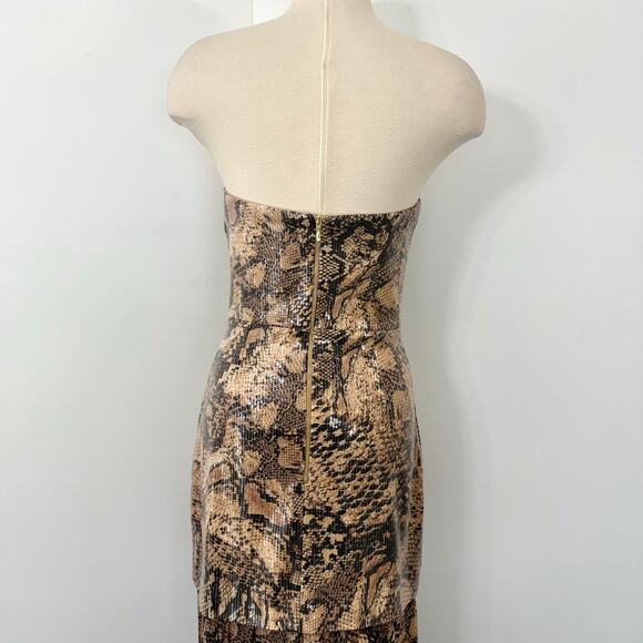 Rebecca Vallance Bellis Strapless Gown Sequin Animal Print Maxi Dress 8 (US4)NWT - Picture 10 of 14